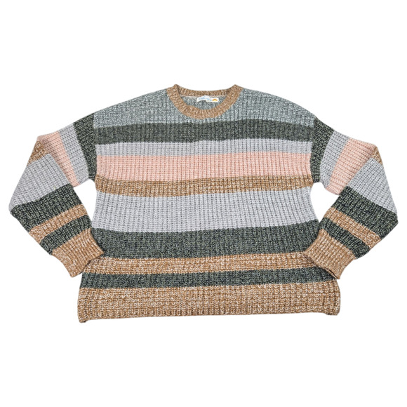 C&C California Wom Med Striped Long Sleeve Knit Sweater Fall Winter Cozy Warm - Picture 2 of 8